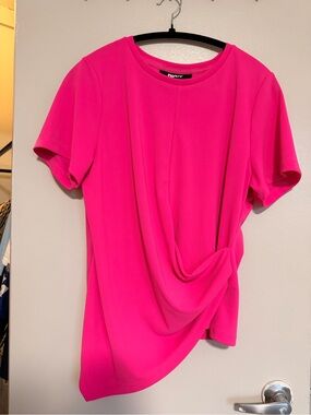 DKNY Fuchsia Draped Short Sleeve Tee